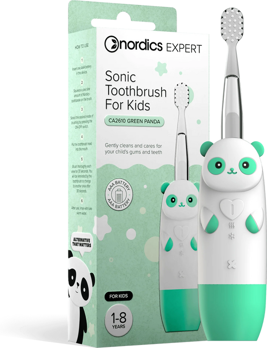 Детска звукова четка за зъби Expert Sonic CA 2610, зелена панда, 1 бр