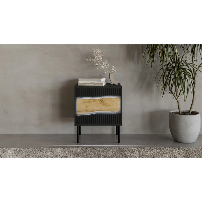 Нощно шкафче Cama INSERTO 2 бр. 50x40x61.5 см черно + LED