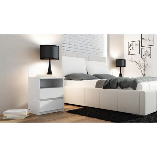Нощно шкафче Topeshop M1 BIEL MAT 2 чекмеджета Бяло