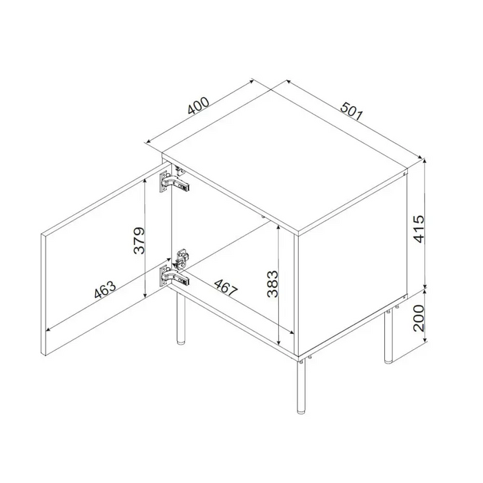 Нощно шкафче Cama INSERTO 2 бр. 50x40x61.5 см черно + LED