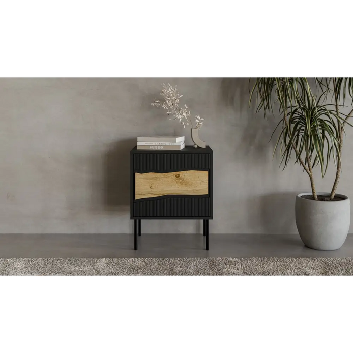 Нощно шкафче Cama INSERTO 2 бр. 50x40x61.5 см черно + LED