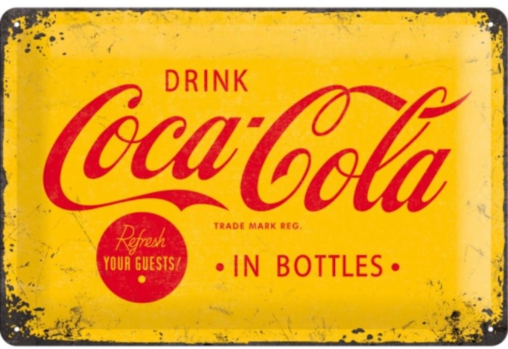 Метална табелка Nostalgic Art Coca-Cola - Жълта
