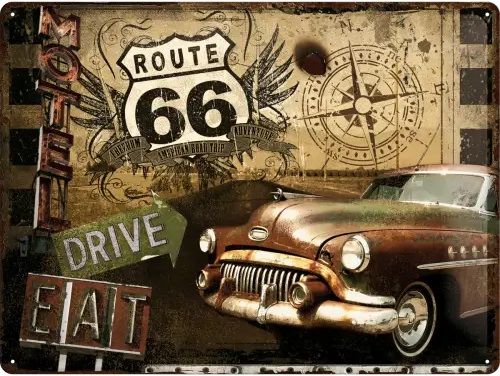 Метална табелка Nostalgic Art Route 66 - Пътуване