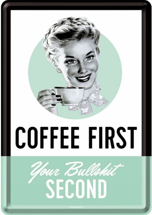Метална картичка Nostalgic Art - Coffee First