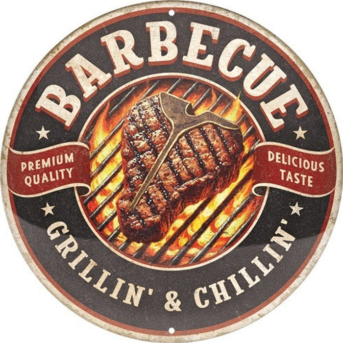 Кръгла табелка Nostalgic Art - Барбекю Grillin' & Chillin'