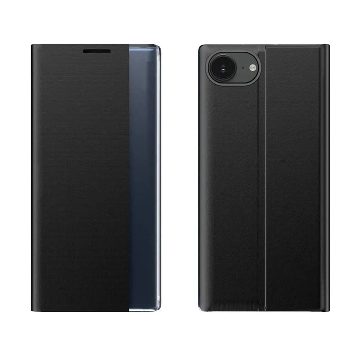 Нов калъф за спане iPhone 16e Flip Cover със стойка - черен