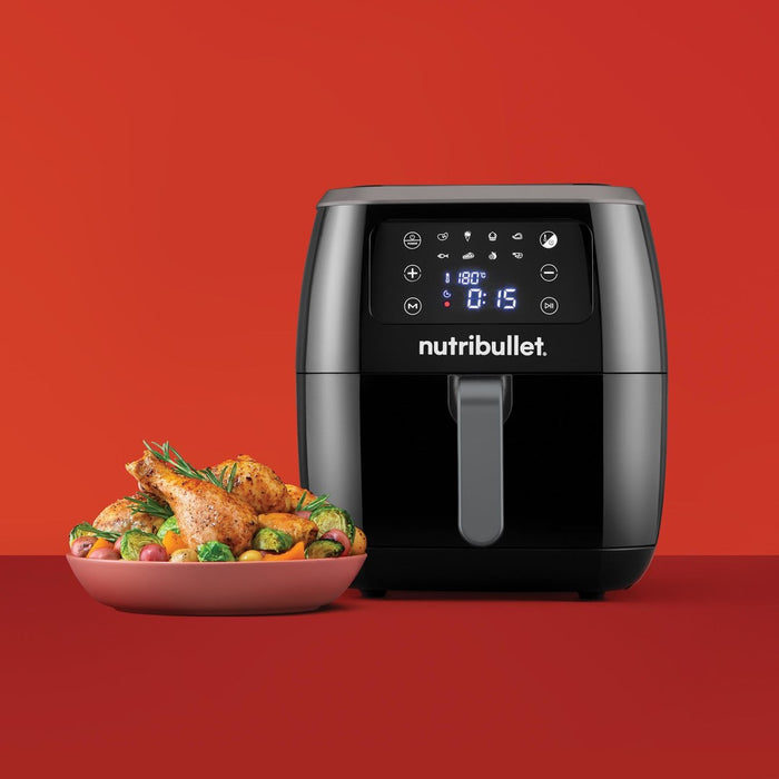 NutriBullet XXL дигитален фритюрник с горещ въздух, единичен, 7 л, самостоятелен, 1800 W, фритюрник с горещ въздух, черен