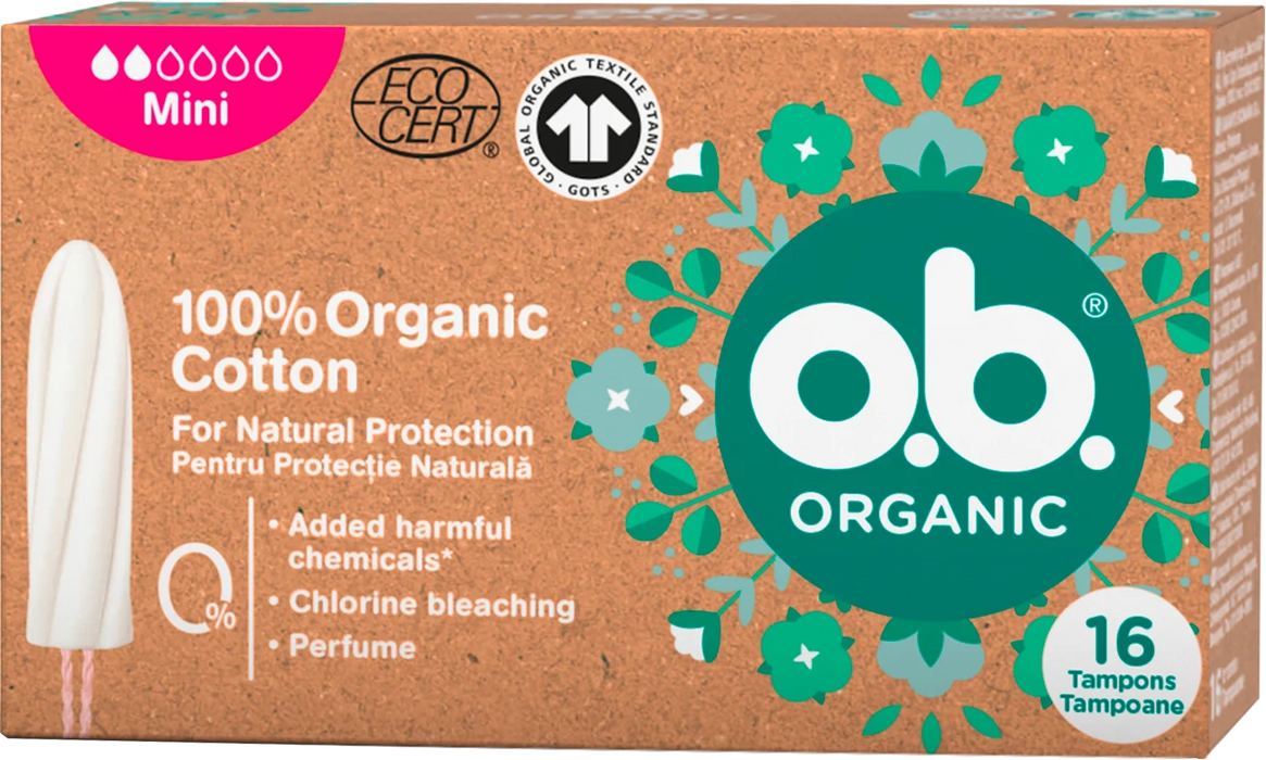 Тампони 100% Organic cotton Mini, 16 бр