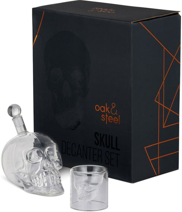 Уиски сет Oak & Steel - Череп, декантер с 6 чаши за шот