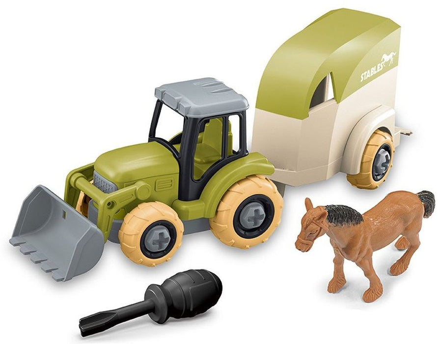 Игрален комплект Ocie - Farm Truck, Сглобяем трактор с ремарке и кон