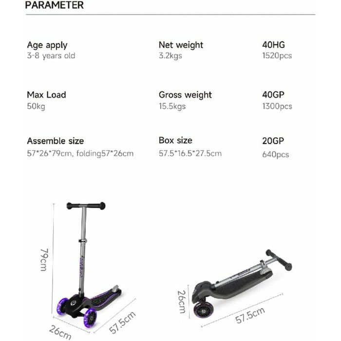 Скутер Ociotrends Eco Future Scooter Лилав 3 Колела