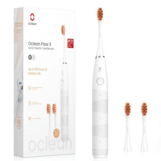 Ел. четка за зъби Oclean Flow S, 1.85W, 76000 об/мин, 5 режима, Таймер, Type-C, Антибактериална повърхност, Бяла