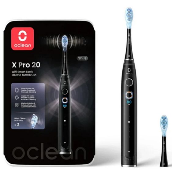Ел. четка за зъби Oclean X Pro 20, AI, Maglev 4.0, 84000 об/мин, Wi-Fi, FlexFit, IPX7, Черна