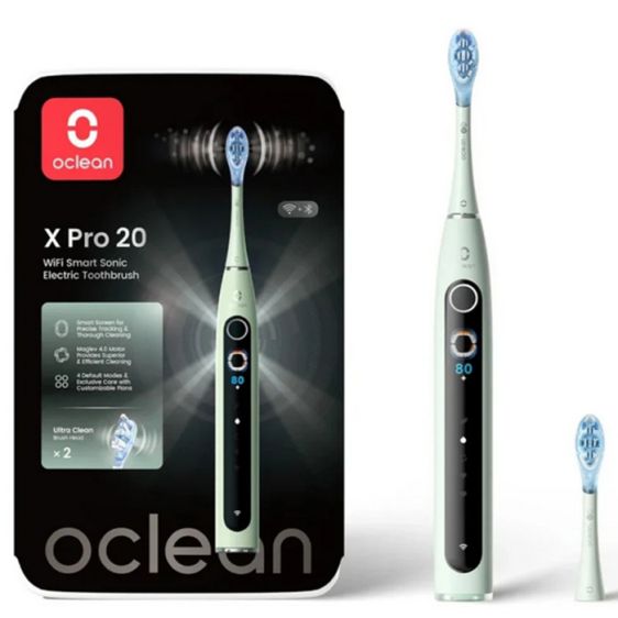 Ел. четка за зъби Oclean X Pro 20, AI, Maglev 4.0, 84000 об/мин, Wi-Fi, FlexFit, IPX7, Зелена