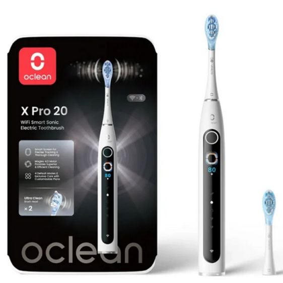 Ел. четка за зъби Oclean X Pro 20, AI, Maglev 4.0, 84000 об/мин, Wi-Fi, FlexFit, IPX7, Бяла