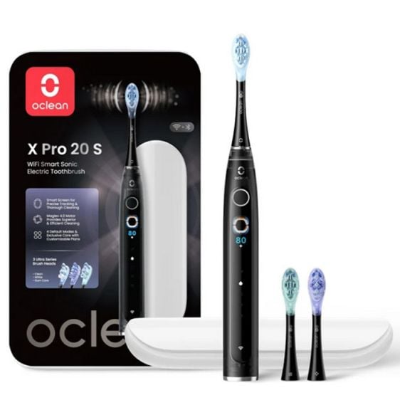 Ел. четка за зъби Oclean X Pro 20 Set, AI, Maglev 4.0, 84000 об/мин, Wi-Fi, FlexFit, IPX7, Черна