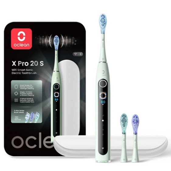 Ел. четка за зъби Oclean X Pro 20 Set, AI, Maglev 4.0, 84000 об/мин, Wi-Fi, FlexFit, IPX7, Зелена