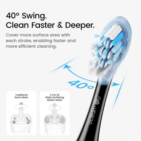 Ел. четка за зъби Oclean X Pro 20 Set, AI, Maglev 4.0, 84000 об/мин, Wi-Fi, FlexFit, IPX7, Бяла