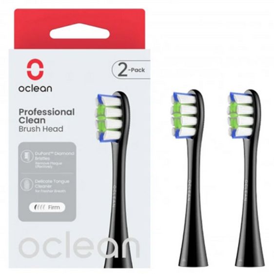 Комплект 2 бр. резервни глави за ел. четка за зъби Oclean Professional Clean Brush Head, Твърда, Черни