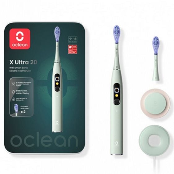 Ел. четка за зъби Oclean X Ultra 20, AI гласов асистент, 84000 об/мин, Wi-Fi, Bluetooth, Зелена
