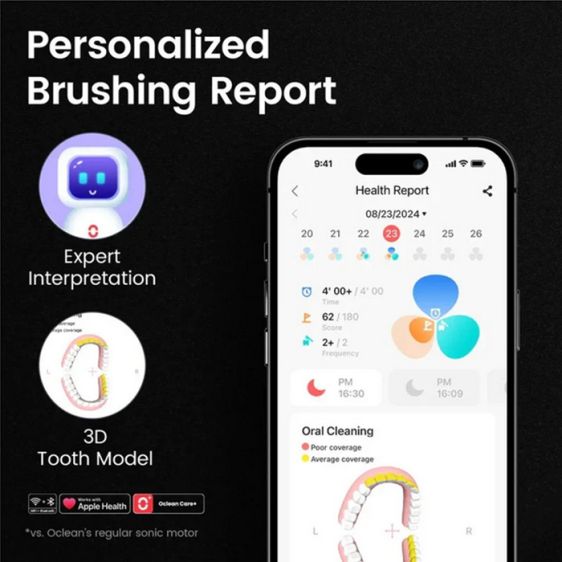 Ел. четка за зъби Oclean X Ultra 20, AI гласов асистент, 84000 об/мин, Wi-Fi, Bluetooth, Зелена