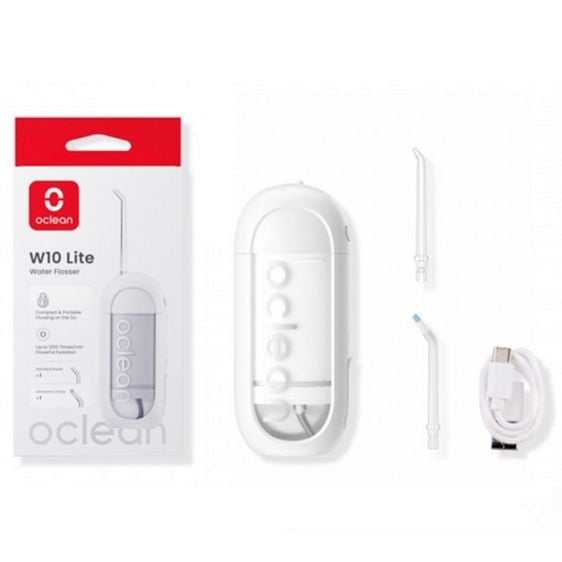 Зъбен душ Oclean W10 Lite, 3 режима, 2 накрайника, 1200 импулса в минута, До 140 PSI, Бял