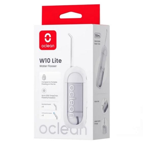 Зъбен душ Oclean W10 Lite, 3 режима, 2 накрайника, 1200 импулса в минута, До 140 PSI, Бял