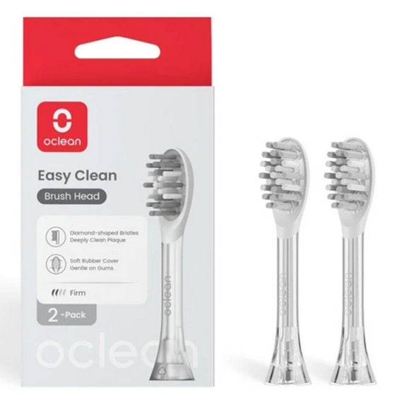 Комплект 2 бр. резервни глави за четка за зъби Oclean Easy Clean P1K3, Твърди, Сребристи