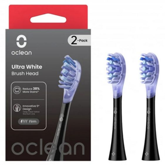 Комплект 2 бр. резервни глави за ел. четка за зъби Oclean Ultra White Brush Head, Твърда, Черни