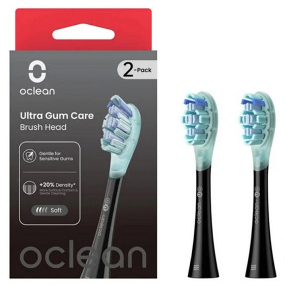 Комплект 2 бр. резервни глави за ел. четка за зъби Oclean Ultra Gum Care Brush Head, Мека, Черни