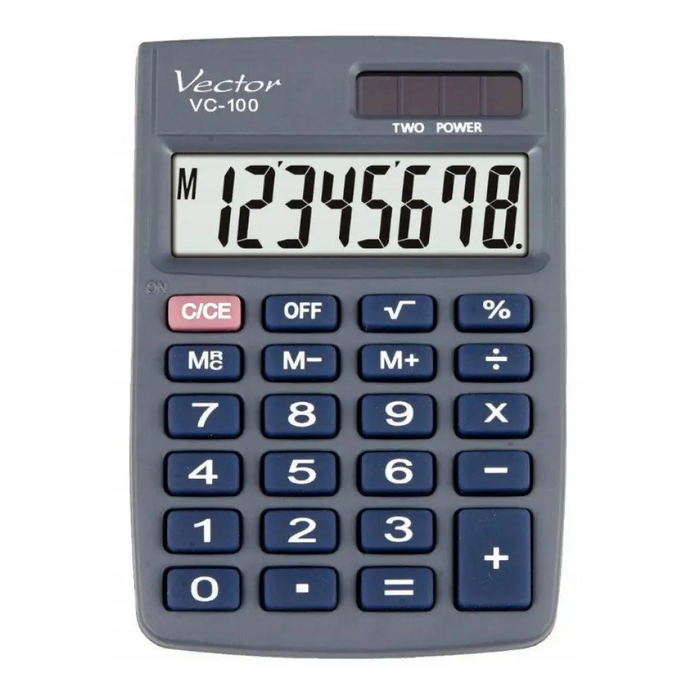 Офис калкулатор Vector KAV VC-100 8 цифри 58 x 88.5 mm сив