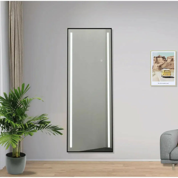 Огледало в цял ръст Home ESPRIT Черен Алуминий 60 x 0,5 x