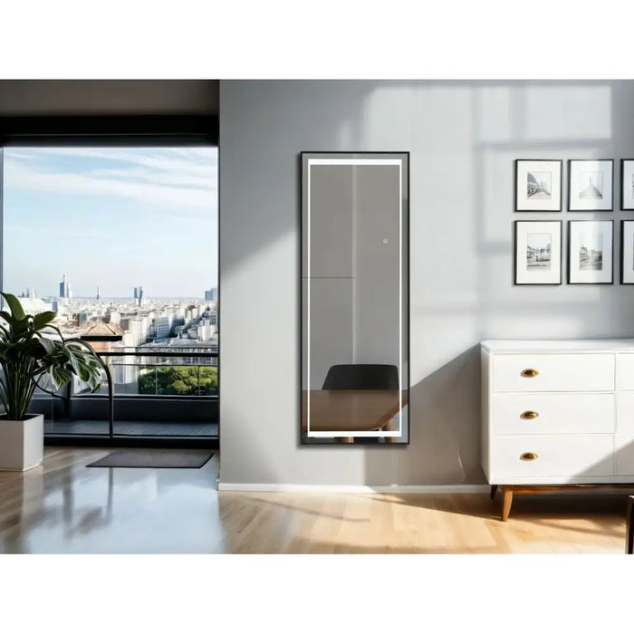 Огледало в цял ръст Home ESPRIT Черен Алуминий 50 x 2 x 150