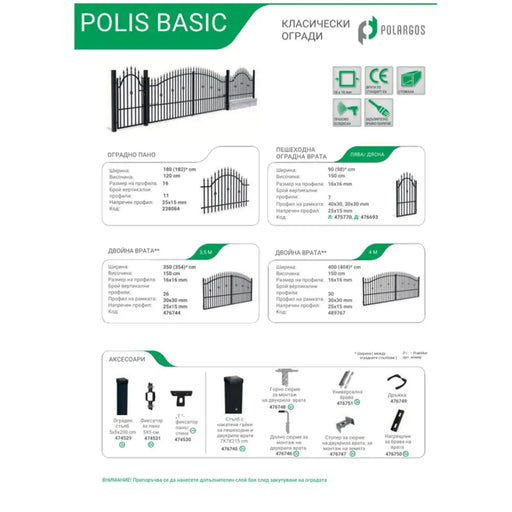 ОГРАДНО ПАНО 1.20X1.8M POLARGOS POLIS BASIC