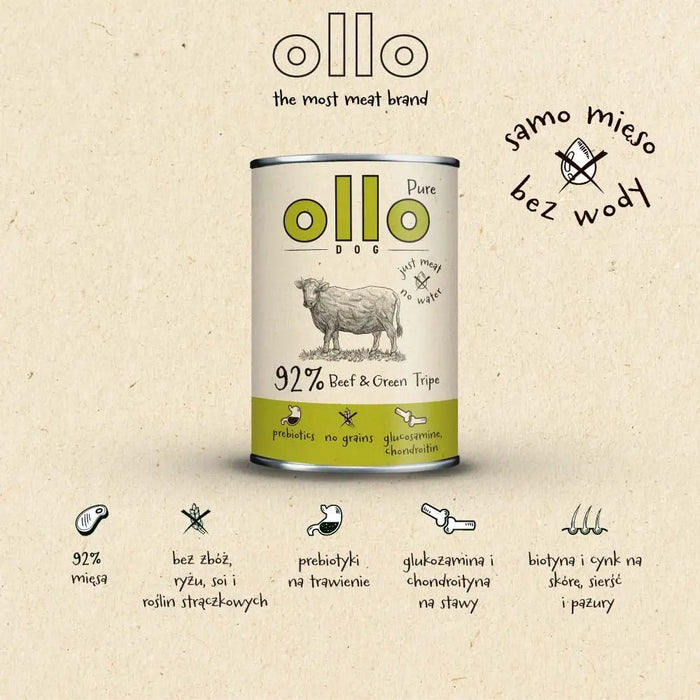 OLLO Pure Beef and Green Tripe - мокра храна за кучета