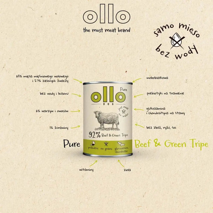 OLLO Pure Beef and Green Tripe - мокра храна за кучета