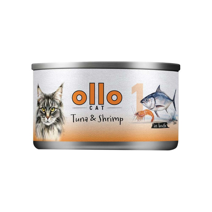 OLLO Котка № 1 Риба тон и скариди в бульон - мокра храна за котки - 70 г