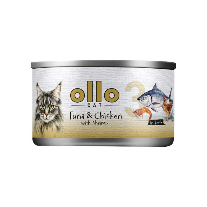 OLLO Котка № 3 Риба тон и пиле със скариди в бульон - мокра храна за котки - 70 г