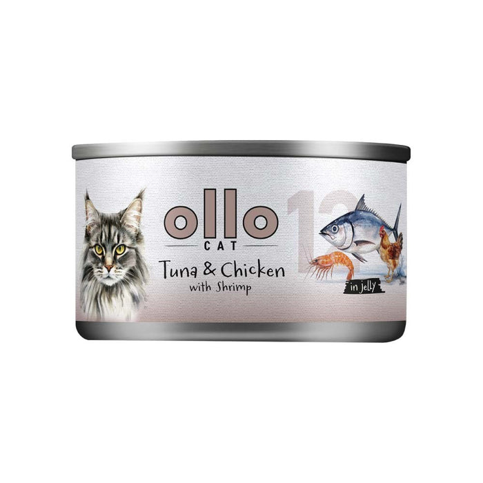 OLLO Котка № 12 Риба тон и пиле със скариди в желе - мокра храна за котки - 70 г