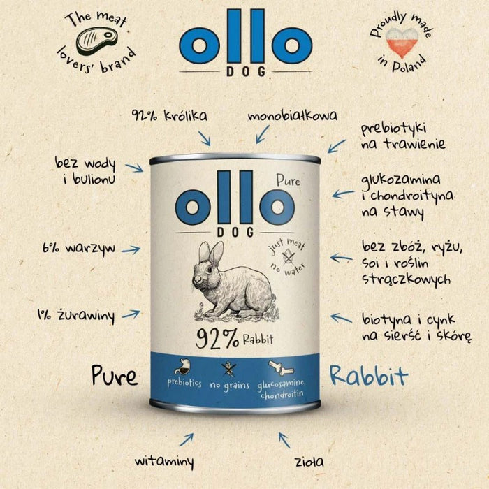 OLLO Pure Rabbit - мокра храна за кучета - 400 г