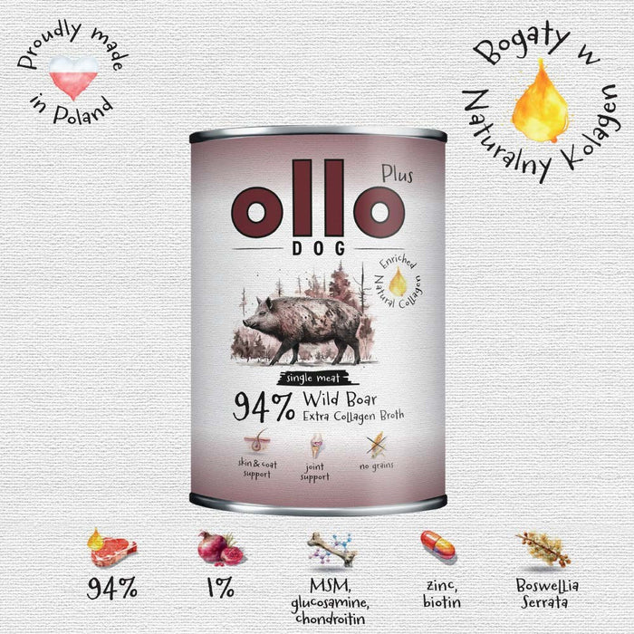 OLLO Plus Collagen Дива свиня - мокра храна за кучета - 400 г