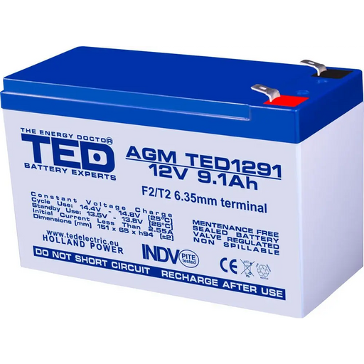 Оловна батерия TED ELECTRIC AGM 12V 9Ah 151/