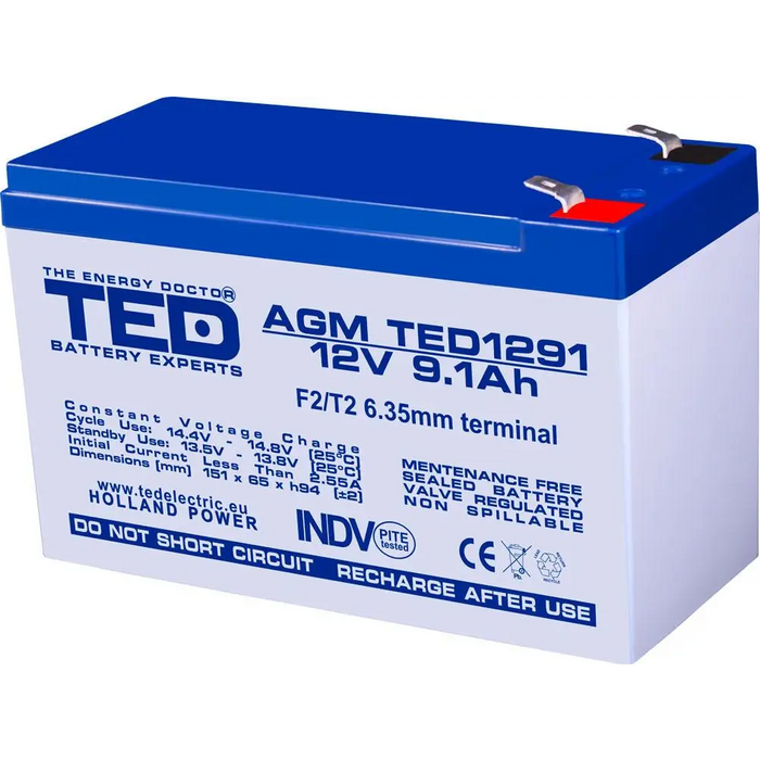 Оловна батерия TED ELECTRIC AGM 12V 9Ah 151/