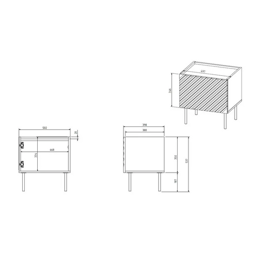 ONDA нощно шкафче 2 бр. 50x40x54 Зелен