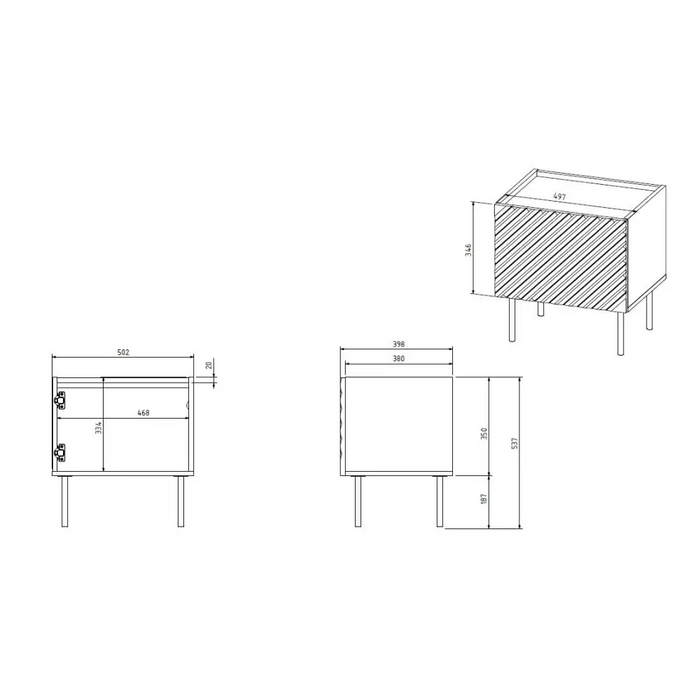 ONDA нощно шкафче 2 бр. 50x40x54 Зелен