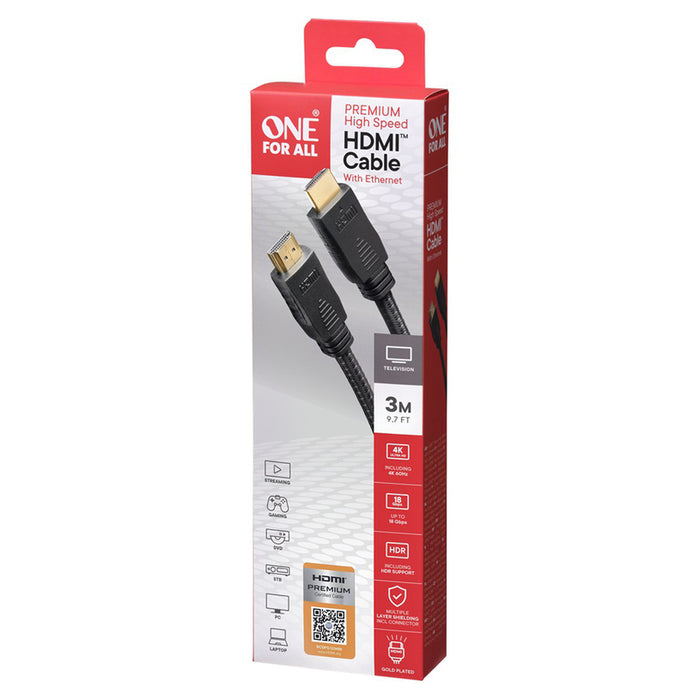 КАБЕЛ HDMI PREMIUM HIGH SPEED 3.0M ONE FOR ALL