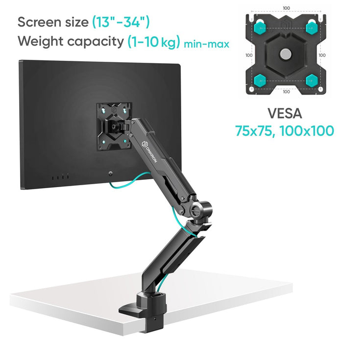 ONKRON G90-B Въртяща се и накланяща се настолна стойка за монитори 13'-34', макс. 10 кг, с въртене, черна