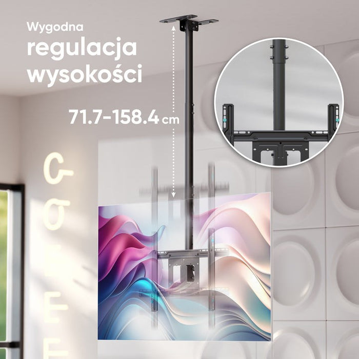 ONKRON Таванна стойка за телевизор 32"-80" макс. 68 кг, накланяща се и въртяща се, черна