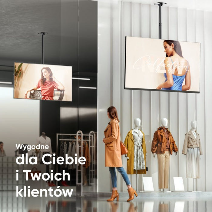 ONKRON Таванна стойка за телевизор 32"-80" макс. 68 кг, накланяща се и въртяща се, черна