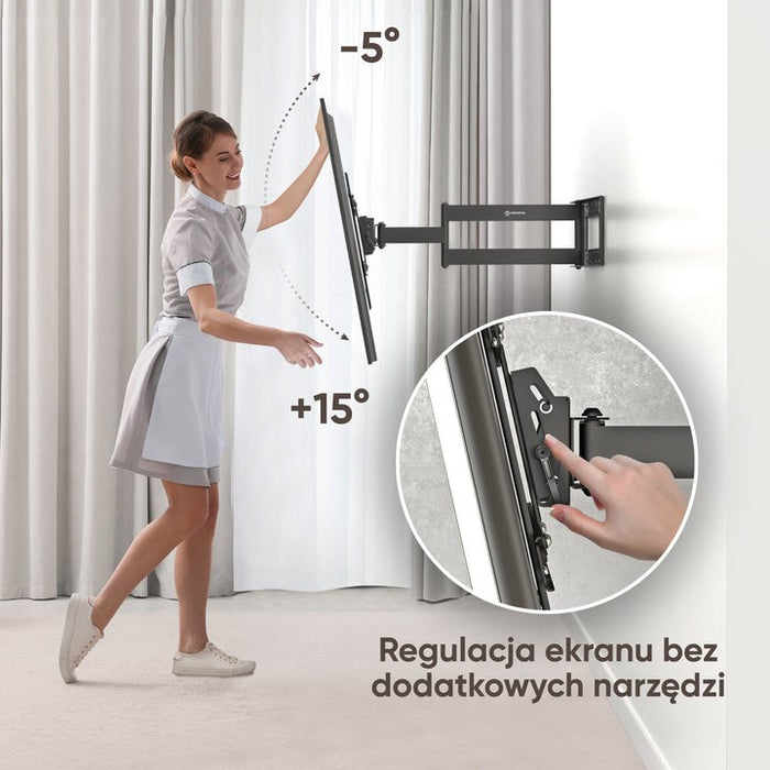 ONKRON Накланяща се и въртяща се ТВ стойка за 40"-75" макс. 68 кг, черна